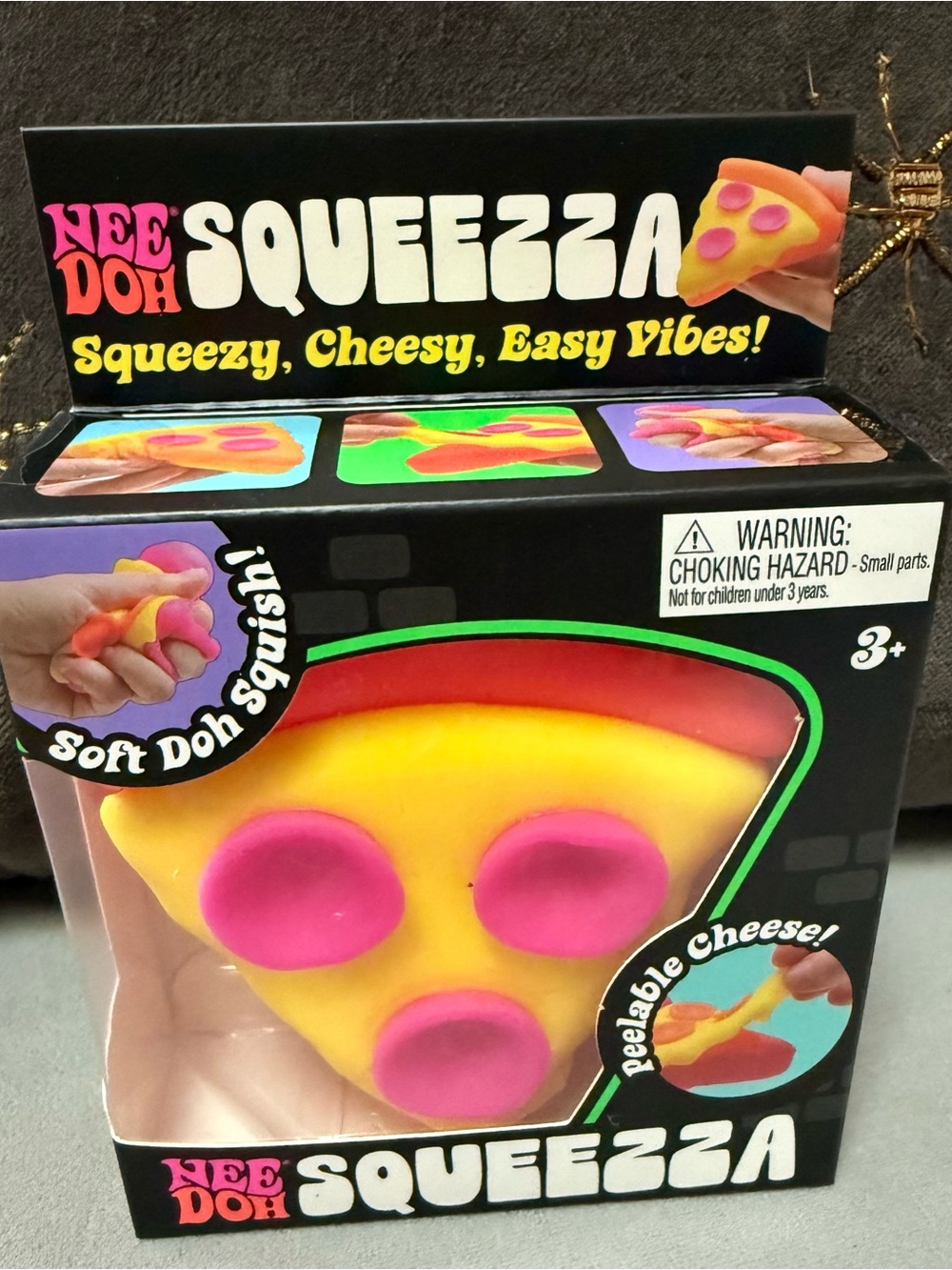 Nee Doh Squeezza Yellow & Pink Pizza Slice Soft Doh Squishy Toy